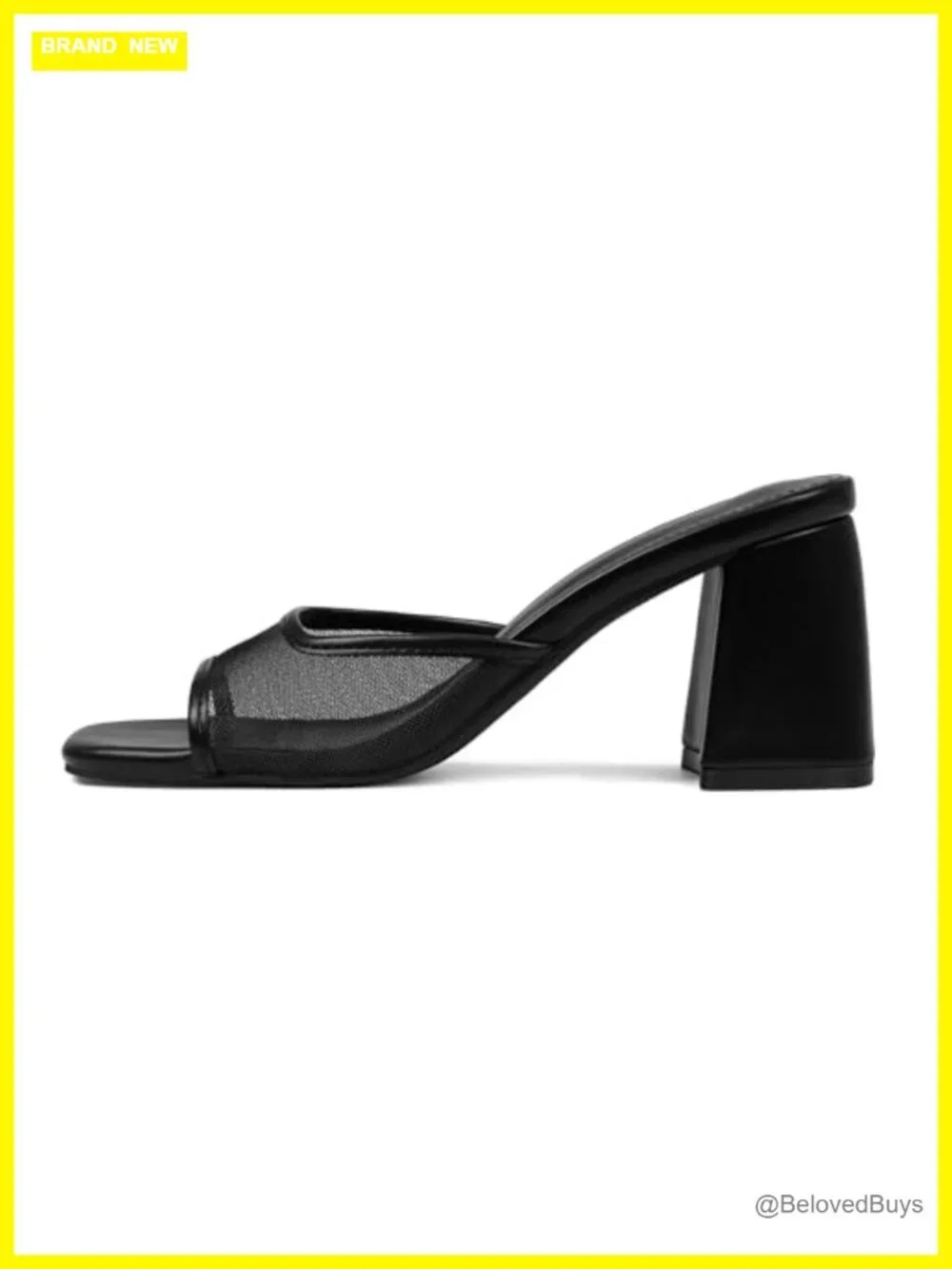 Women's Mesh Block Heel Sandals Slip On Square Toe